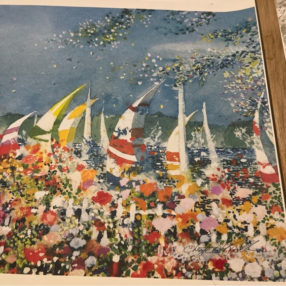 “Garden Party” Print by Chris Bollen 20.25x11.25- Unframed - Picture 4 of 11